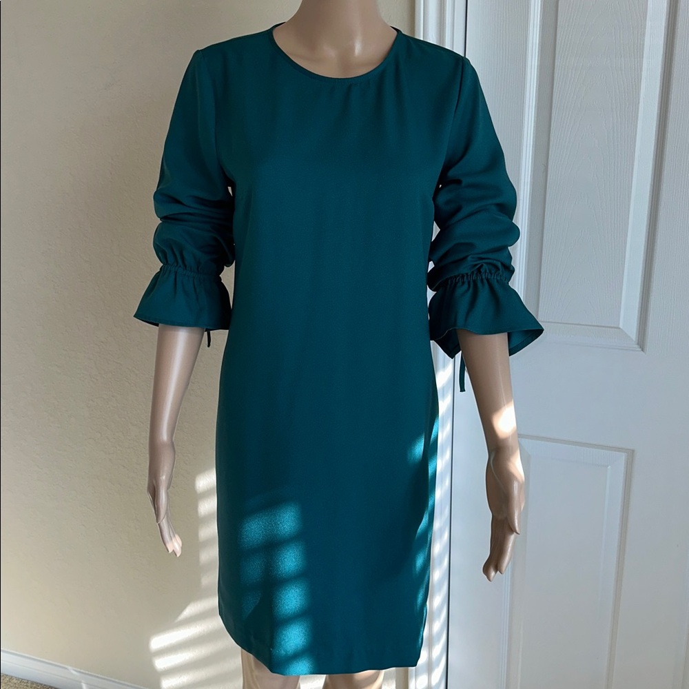 Banana Republic Teal Long Sleeve Dress Size 4P - Picture 4 of 15